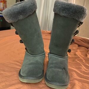 Gray Fur-Lined Boots